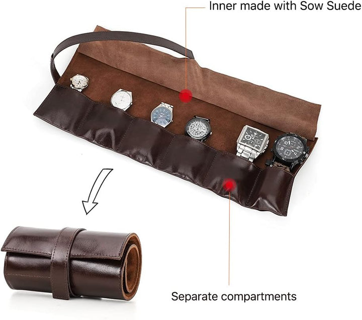 Hiram Uhr Armband Aufbewahrungstasche Fall Leder Tragbare Reiseuhr Echtledertasche, Uhrentasche Lede