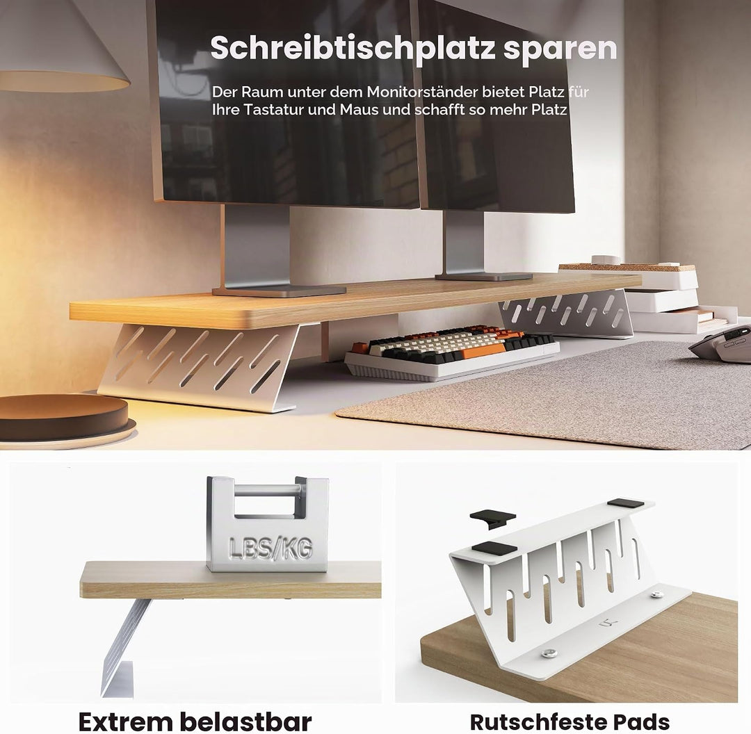 Fenge Dual Monitorständer mit Modernen Metallfüssen Multifunktionaler Bildschirmständer für Computer