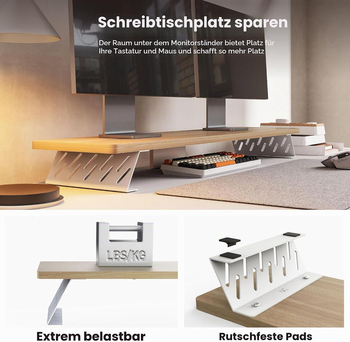 Fenge Dual Monitorständer mit Modernen Metallfüssen Multifunktionaler Bildschirmständer für Computer