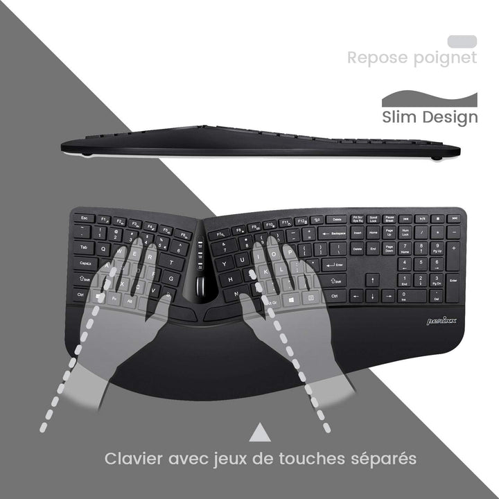 Perixx Periduo-605 Combo Ergonomische Tastatur und Maus, kabellos, USB, vertikale Maus mit neigbarem