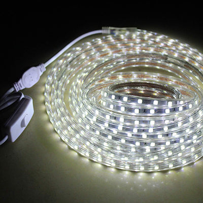 FOLGEMIR 12m Kalt Weiss LED Band mit Schalter, 220V 230V Lichtleiste, 60 Leds/m Strip, IP65 Lichtsch