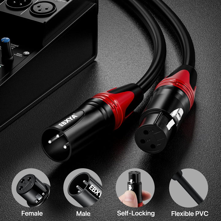EBXYA XLR-Kabel Mikrofonkabel 1M 2Packs symmetrischer Stecker auf Buchse XLR-Patchkabel für DMX, Stu