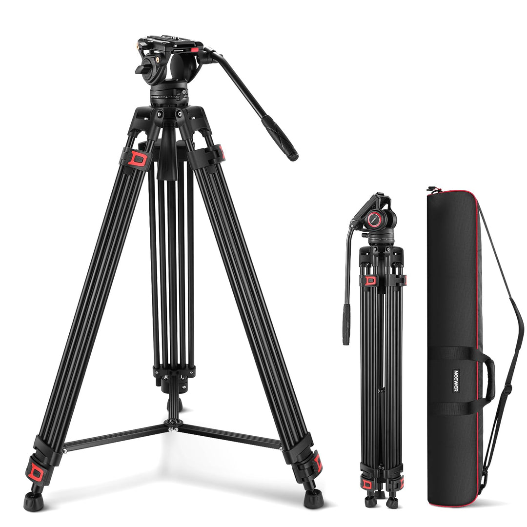 NEEWER 74" Pro Videostativ mit Fluidkopf, QR Platte kompatibel mit DJI RS Gimbals Manfrotto, strapaz