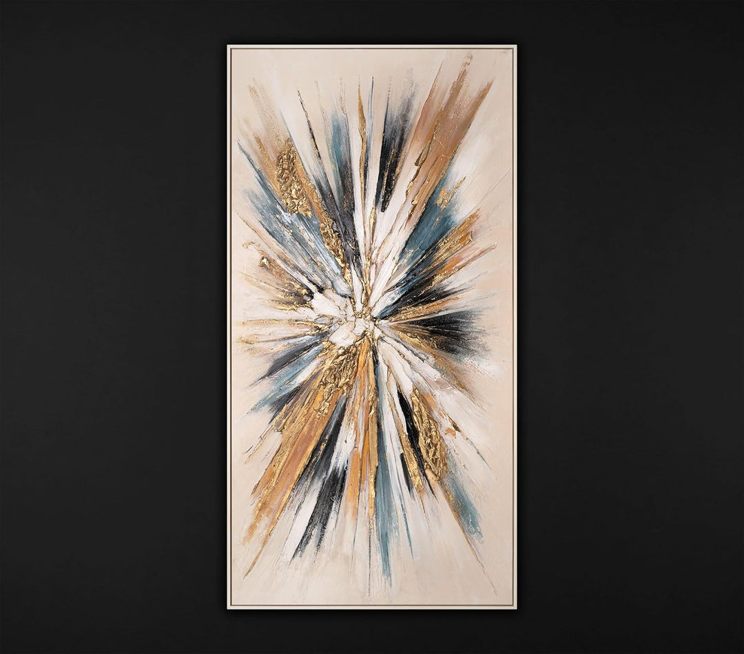 YS-Art Luxus bunte Abstrakt Acryl Gemälde auf Leinwand leinwand mit Rahmen beige handgemalt Wandbild