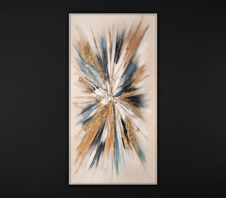 YS-Art Luxus bunte Abstrakt Acryl Gemälde auf Leinwand leinwand mit Rahmen beige handgemalt Wandbild