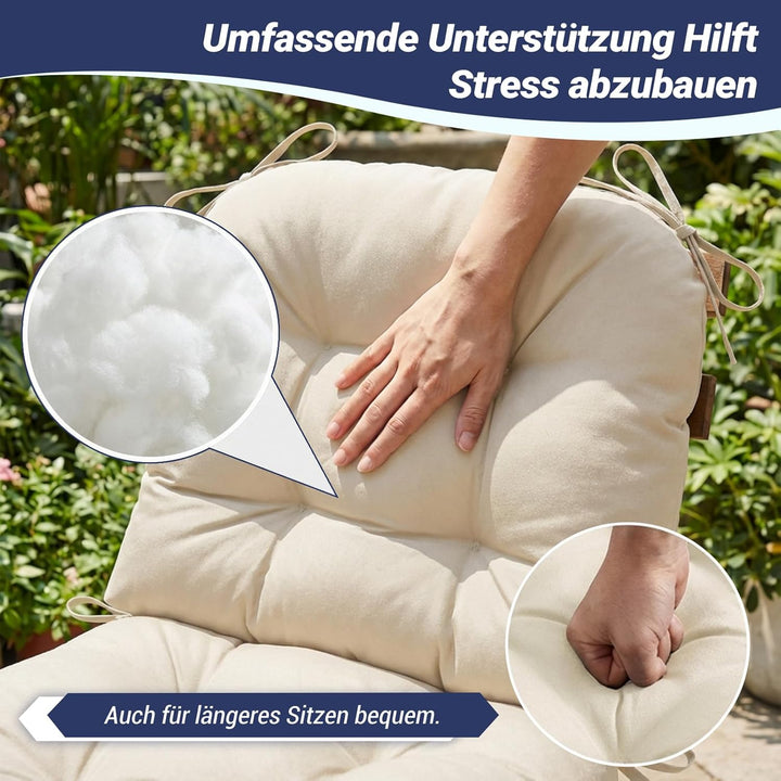 Dicke Outdoor Sitzkissen Stuhl 2 Stück Wasserdichtes (Cremeweiss) | Erwachsene Stuhlkissen 48*48 mit