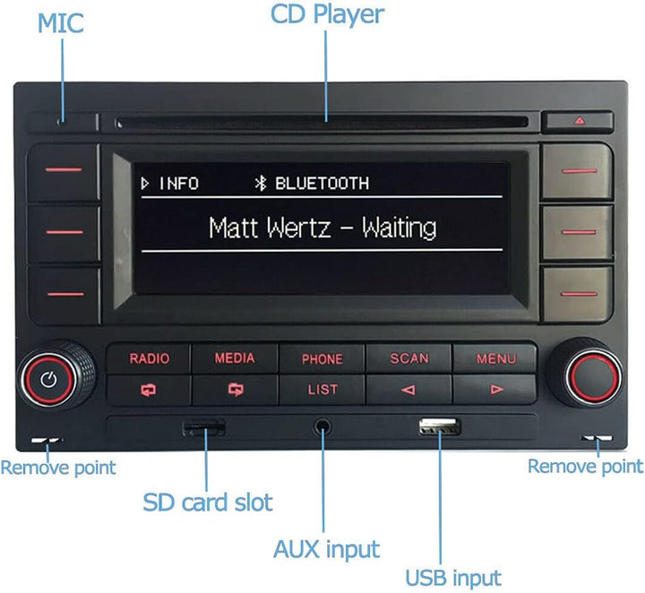 SCUMAXCON Autoradio RCN210+ quadlock Kabel mit Canbus-Simulator Bluetooth AUX USB CD-Spieler AM/FM S