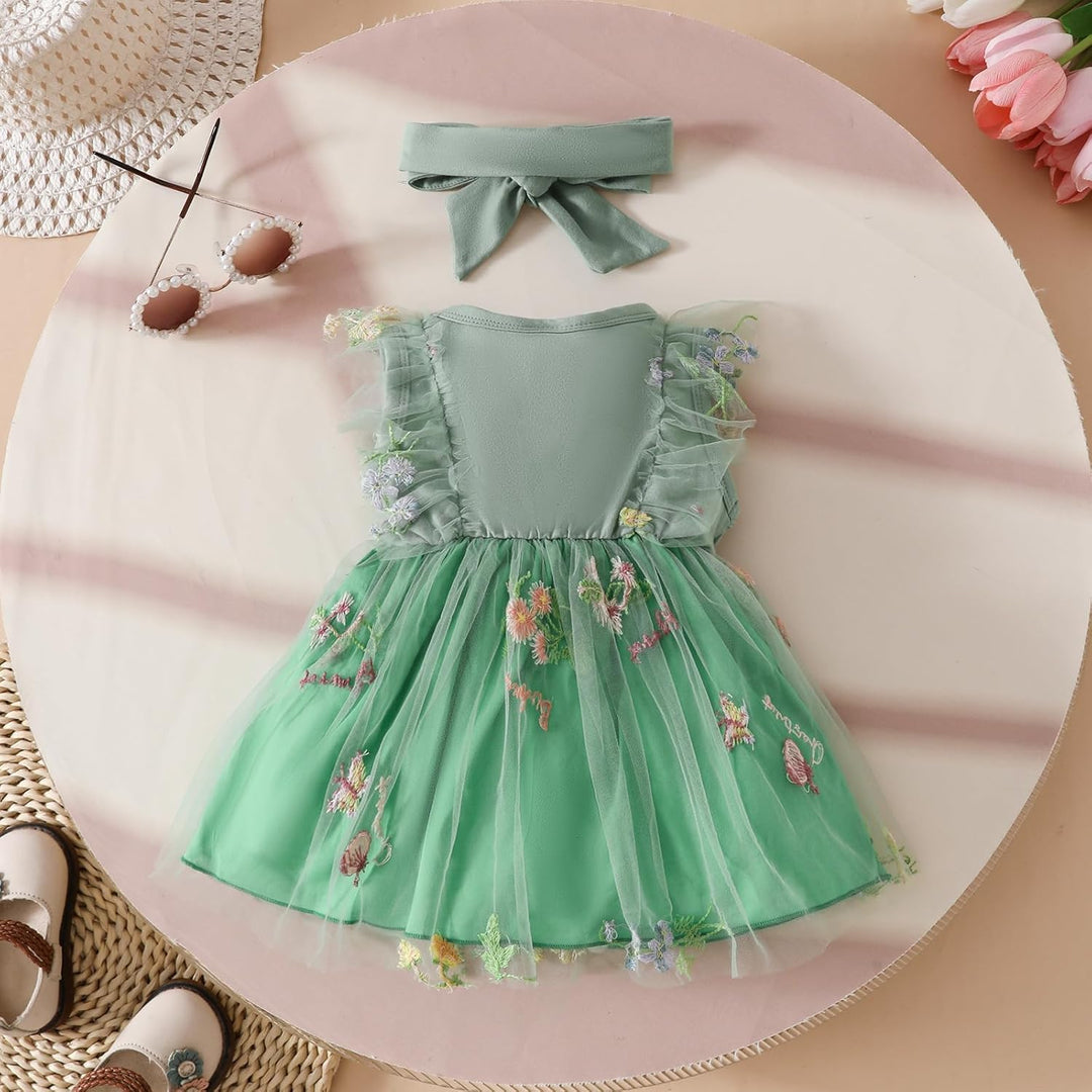 Babykleidung für Neugeborene Mädchen Gerüschtes Kleid mit Blumendruck Sommer Outfits Süsses Schleife