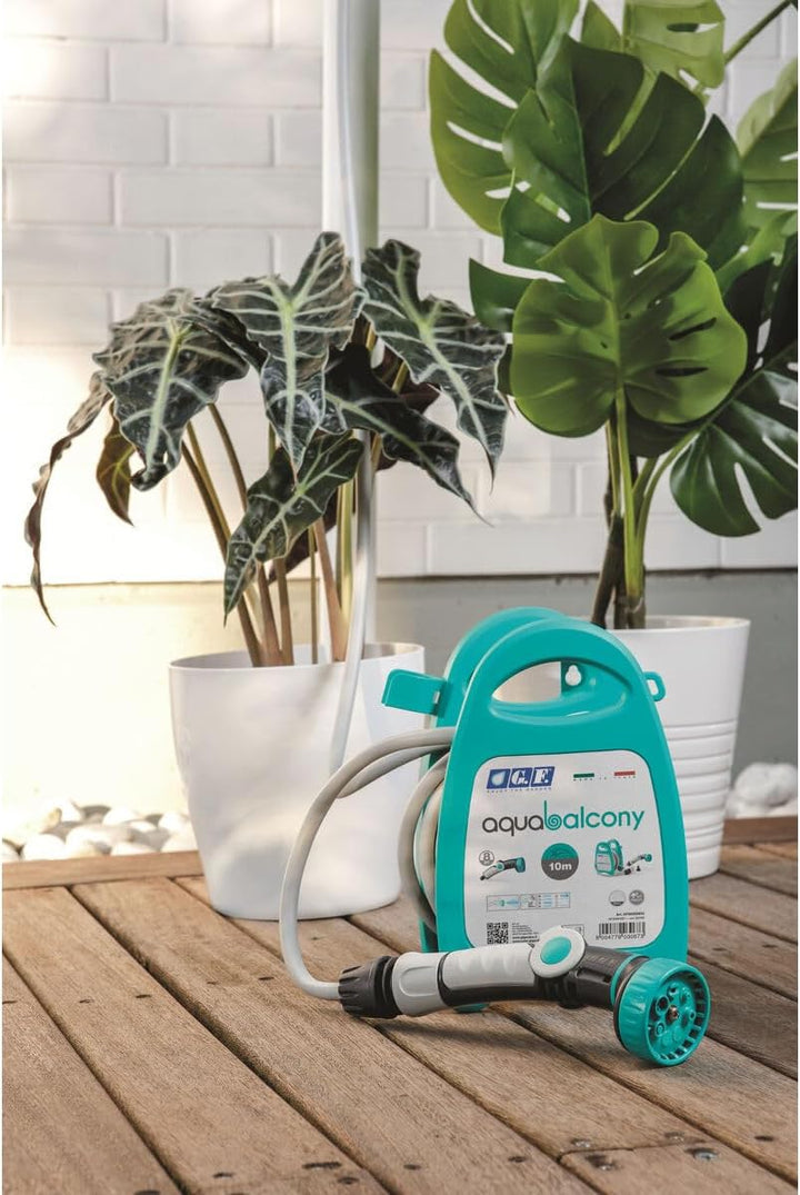G.F. Srl Aqua Balcony Schlauchtrommel mit 10 m Schlauch, aquamarin