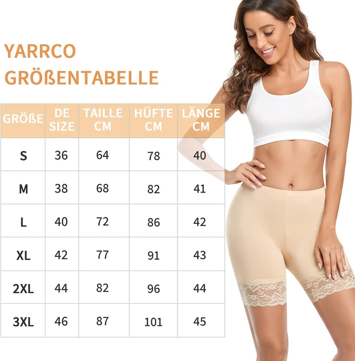 YARRCO Damen Unterhosen Radlerhose Unter Hose Kurz Hohe Taille für Rock Kleid Sommer Boxershorts Unt