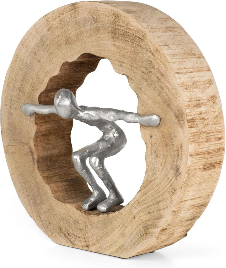 Moritz Skulptur Wage den Sprung I Sprung Wagen 28 x 27 cm I Mangoholz Holz Deko Figur I Wohnzimmer D