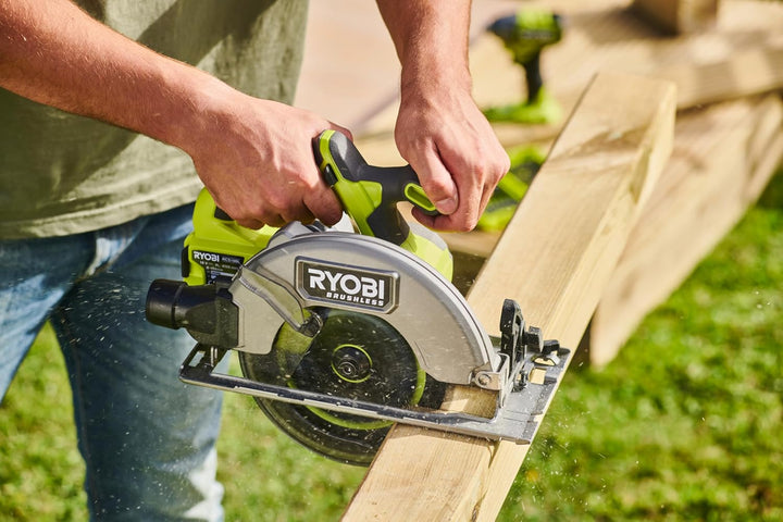 RYOBI 18 V ONE+ Brushless Akku-Handkreissäge RCS18BL-0, 184 mm Sägeblatt, werkzeuglose Einstellungen