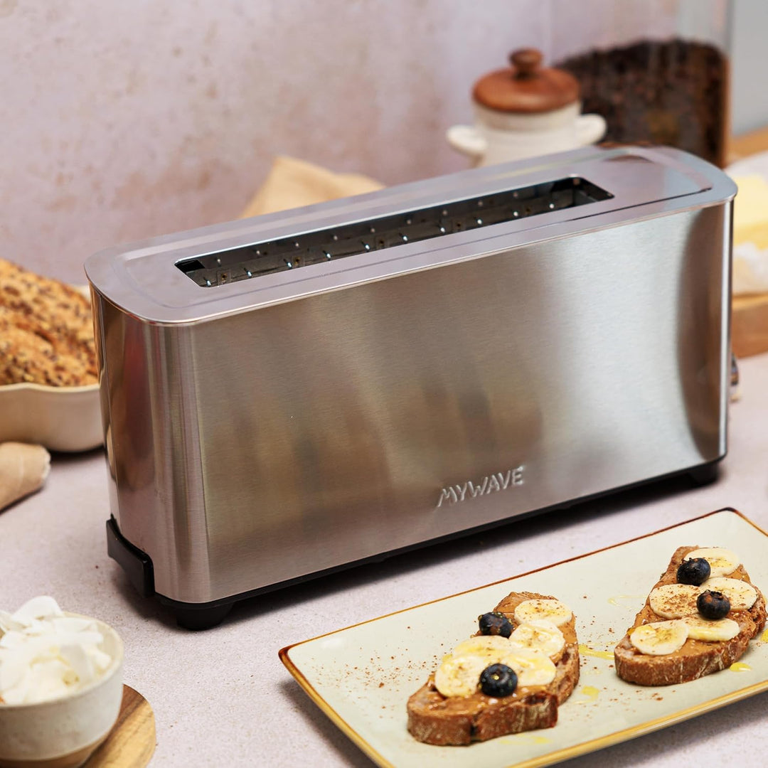 MYWAVE Mwemtos-Il Ceylan 1 Langschlitz Toaster für 2 Scheiben, Stainless Steel, grau