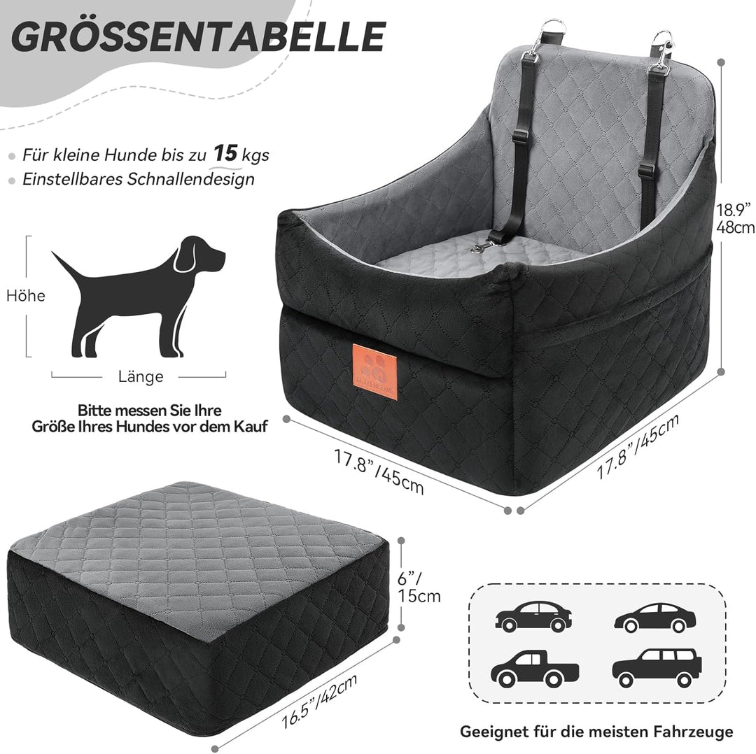Hunde-Autositz für kleine/mittlere Hunde, Hundeautositz mit Dicker Polsterung unter 35 lbs, Abnehmba