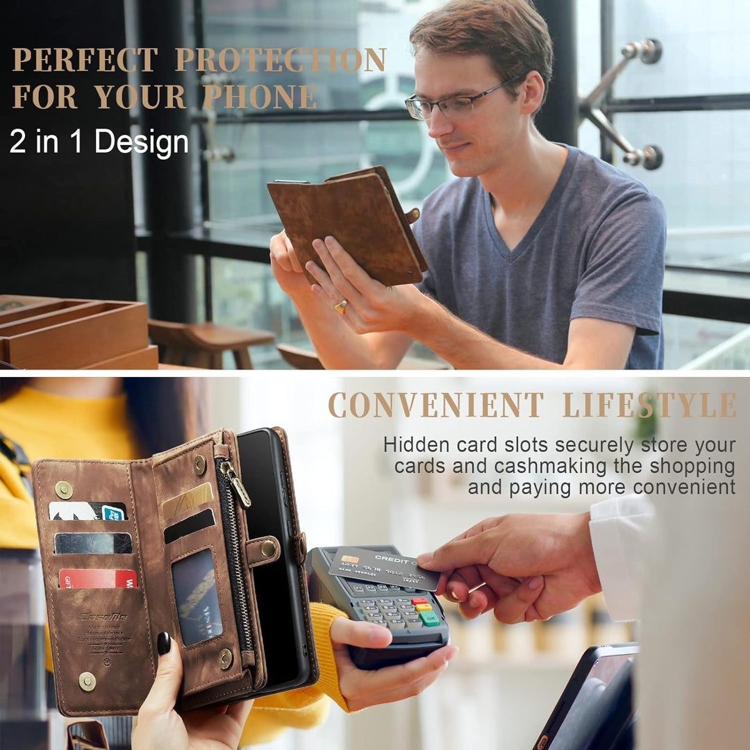 UFinetech 2-in-1 Samsung Galaxy S21 Ultra Hülle Tasche TPU Leder Handy Flip Magnetische mit Ständer