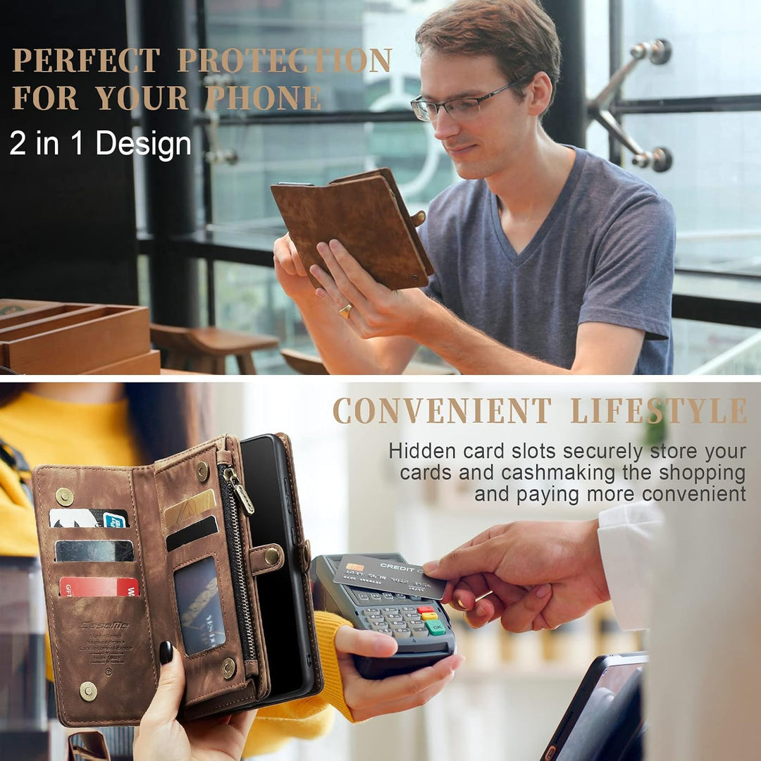 UFinetech Abnehmbare Samsung Galaxy S21 Plus Hülle Tasche Handy TPU Leder Flip Magnetische mit Band