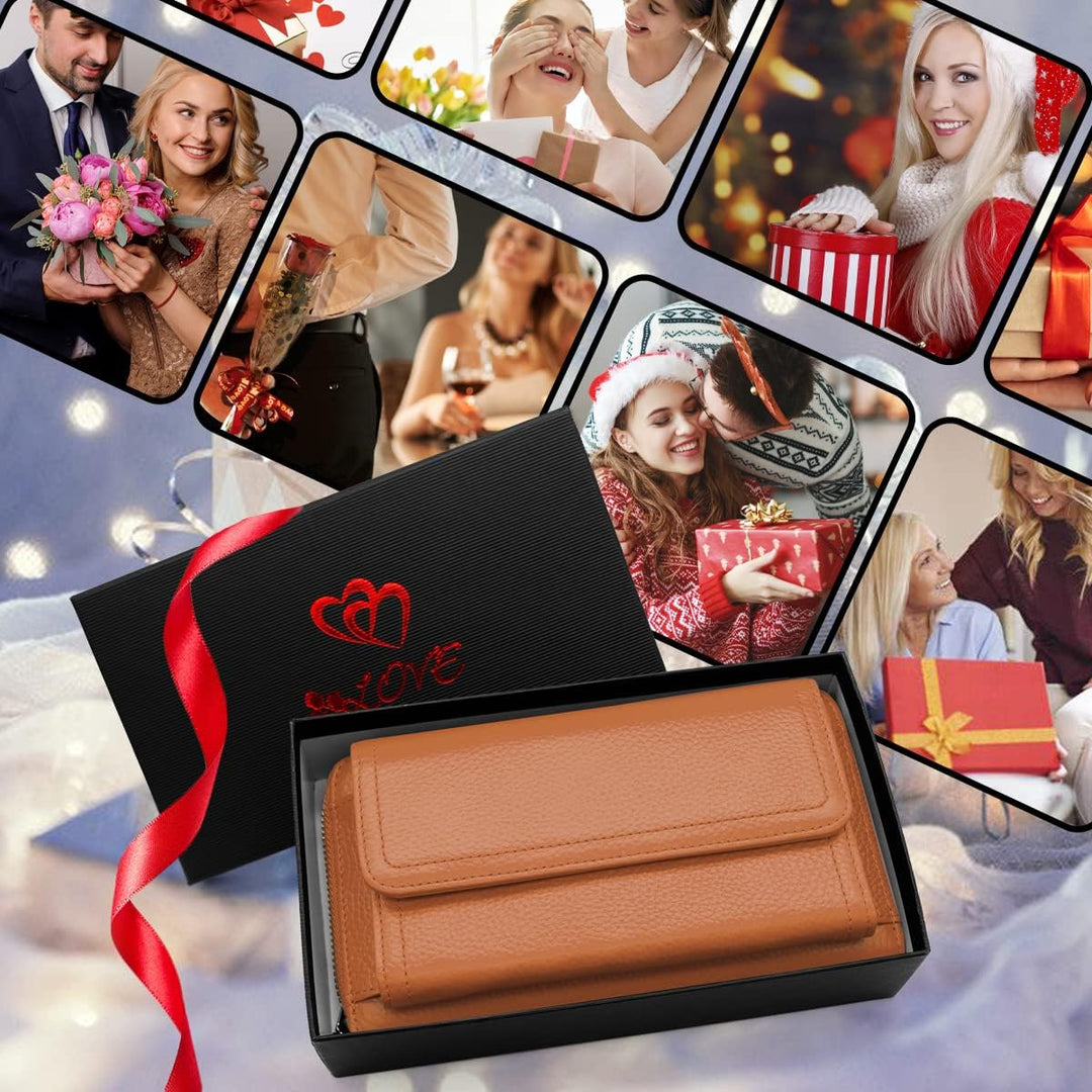 YERUUE Kleine Handy Umhängetasche, Damen Kleine Umhängetasche RFID Schutz Geldbeutel Echtes Leder Cr