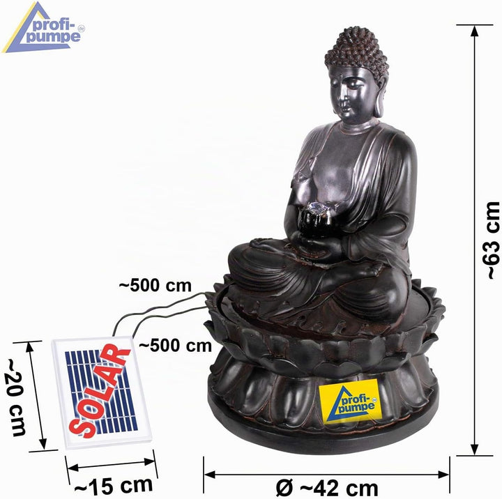 Gartenbrunnen Solarbrunnen Brunnen Buddha-Eternity Vogelbad Wasserfall, Gartendeko mit Pumpe, Wasser