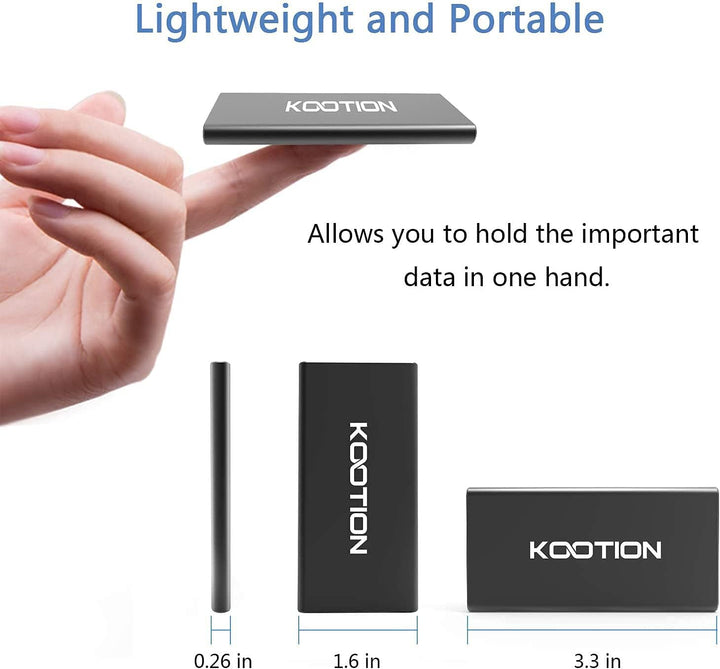 KOOTION Externe Festplatte SSD 500GB, Externe Portable SSD Hard Drive USB 3.1 Typ-C Schnell Solid St