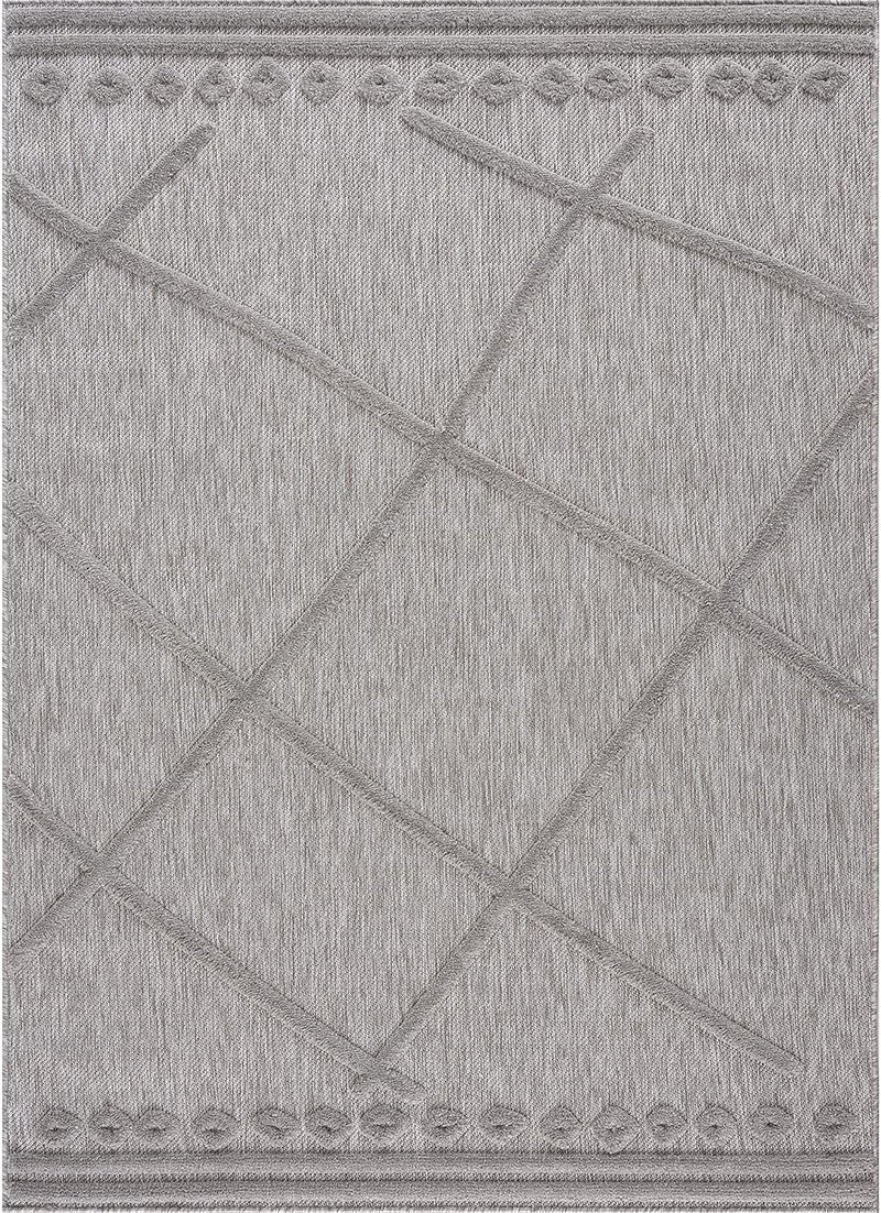 payé Teppich - In- & Outdoorteppich - Grau - Geometrische Muster - 200x290cm - Teppiche für Balkon T