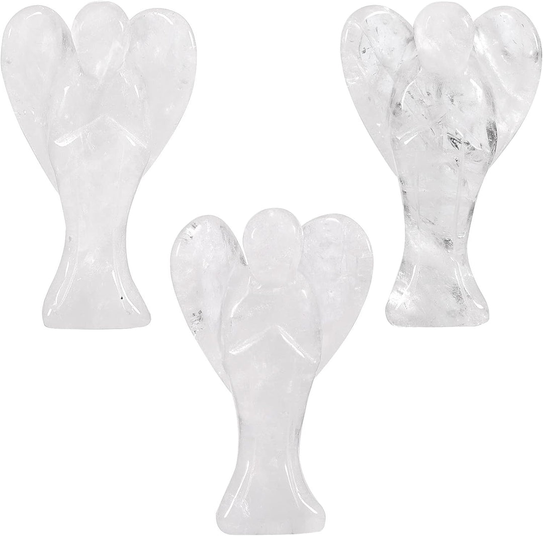 Nupuyai 7.3cm Bergkristall Edelstein Engel Figur Stein Schutzengel Figur Deko Jade Taschenengel Glüc