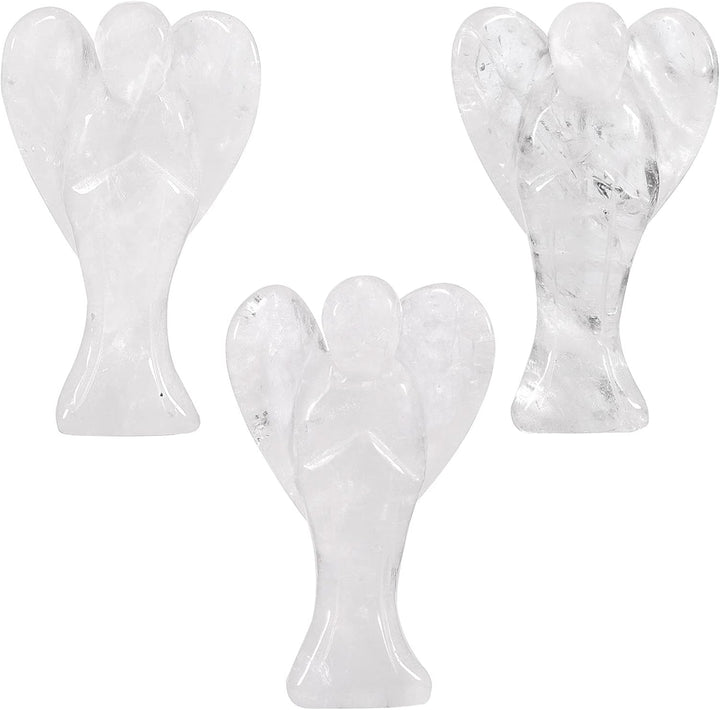 Nupuyai 7.3cm Bergkristall Edelstein Engel Figur Stein Schutzengel Figur Deko Jade Taschenengel Glüc