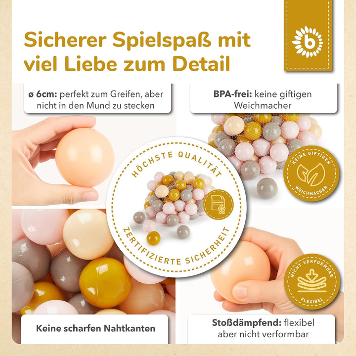 Bieco Bälle für Bällebad Sunrise | 100 Stück | Bunte Bälle | Bällebad Kinder | Bällebad Baby | Bälle