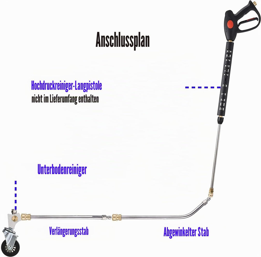 M MINGLE Hochdruckreiniger Unterbodenreiniger Waschanlage mit 45 Grad abgewinkeltem Stab