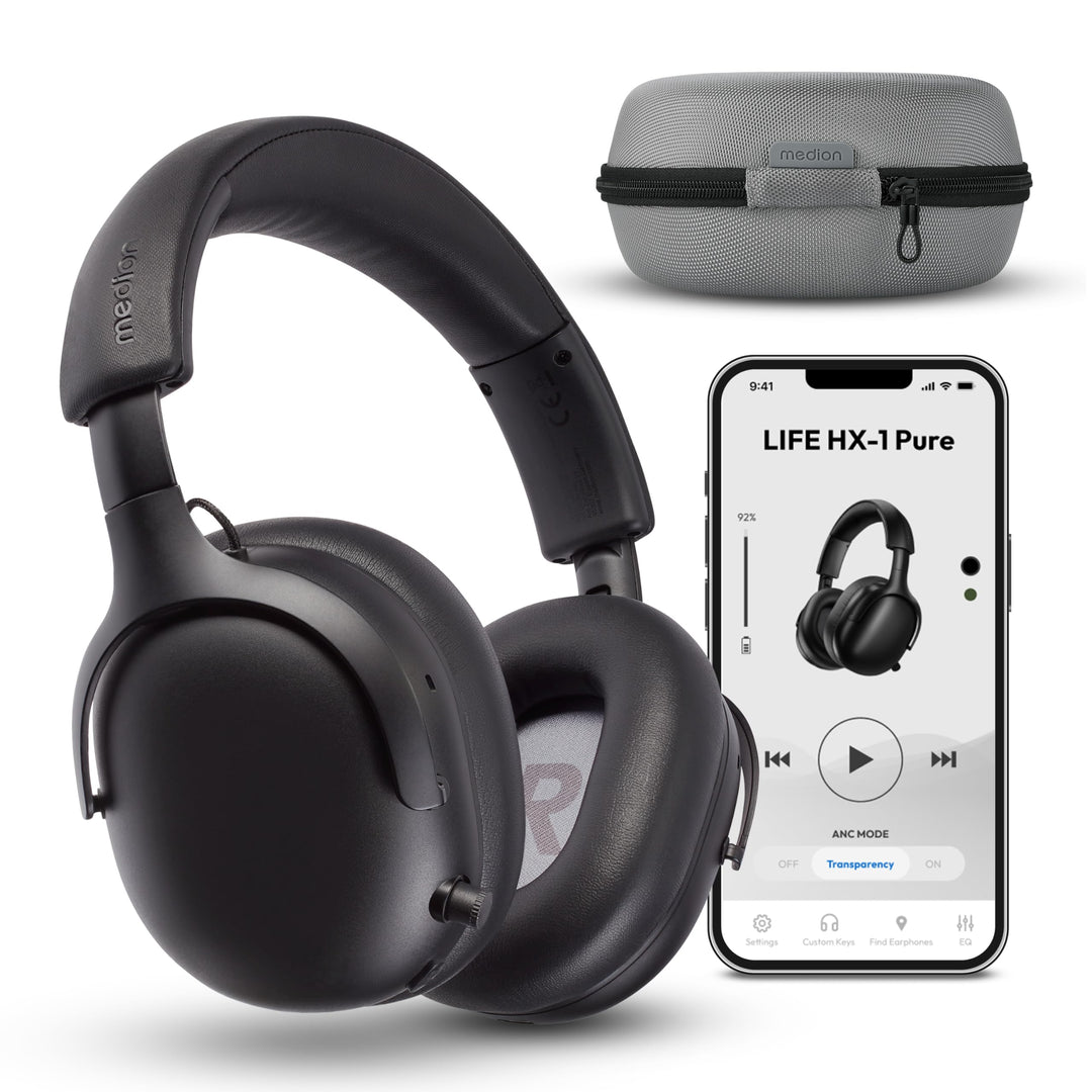 MEDION Over Ear Kopfhörer HX-1 Pure (kabellos, Bluetooth 5.4, Wireless, Passive Noise Isolation, 3+1