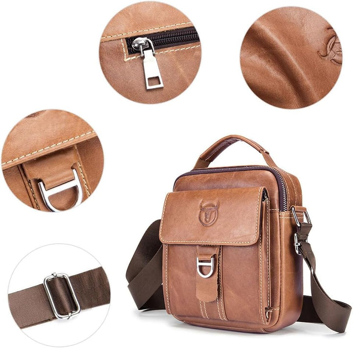 Echtes Leder Klein Umhängetasche Herren Tasche Reisen Mini Schultertasche Handytasche Männer Wasserd