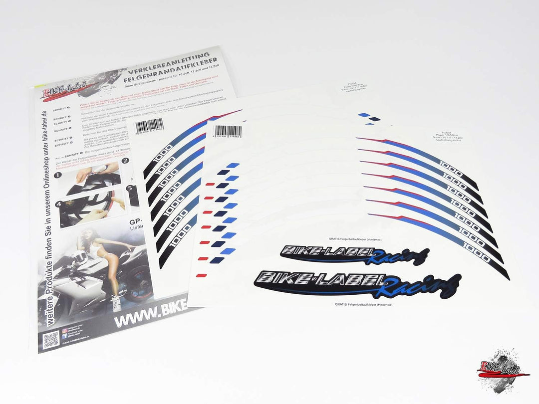 Felgenrand Aufkleber 1000 blau weiss rot kompatibel für BMW 710034