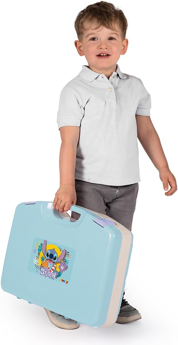 Smoby – Stitch Spielküchen-Koffer – Mobile Mitnehm-Kinderküche zum Aufklappen mit 20 Zubehörteilen –