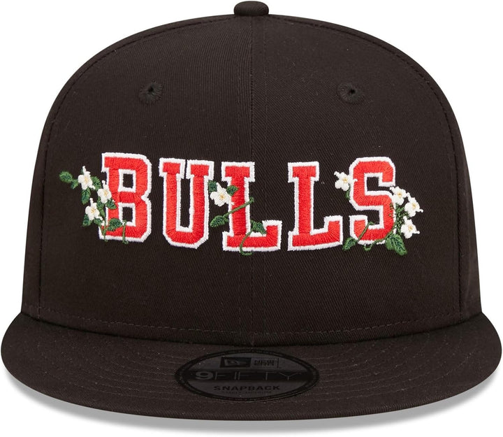 New Era Chicago Bulls NBA Flower Wordmark Black 9Fifty Snapback Cap S-M 950-Bulls-Black-#30730, S-M