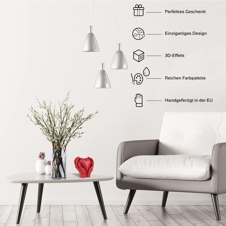 Candellana Herz Kerze Aesthetic 140 x 90 x 150 mm - Kerzen Aesthetic 3D - Candles Aesthetic Hand - D