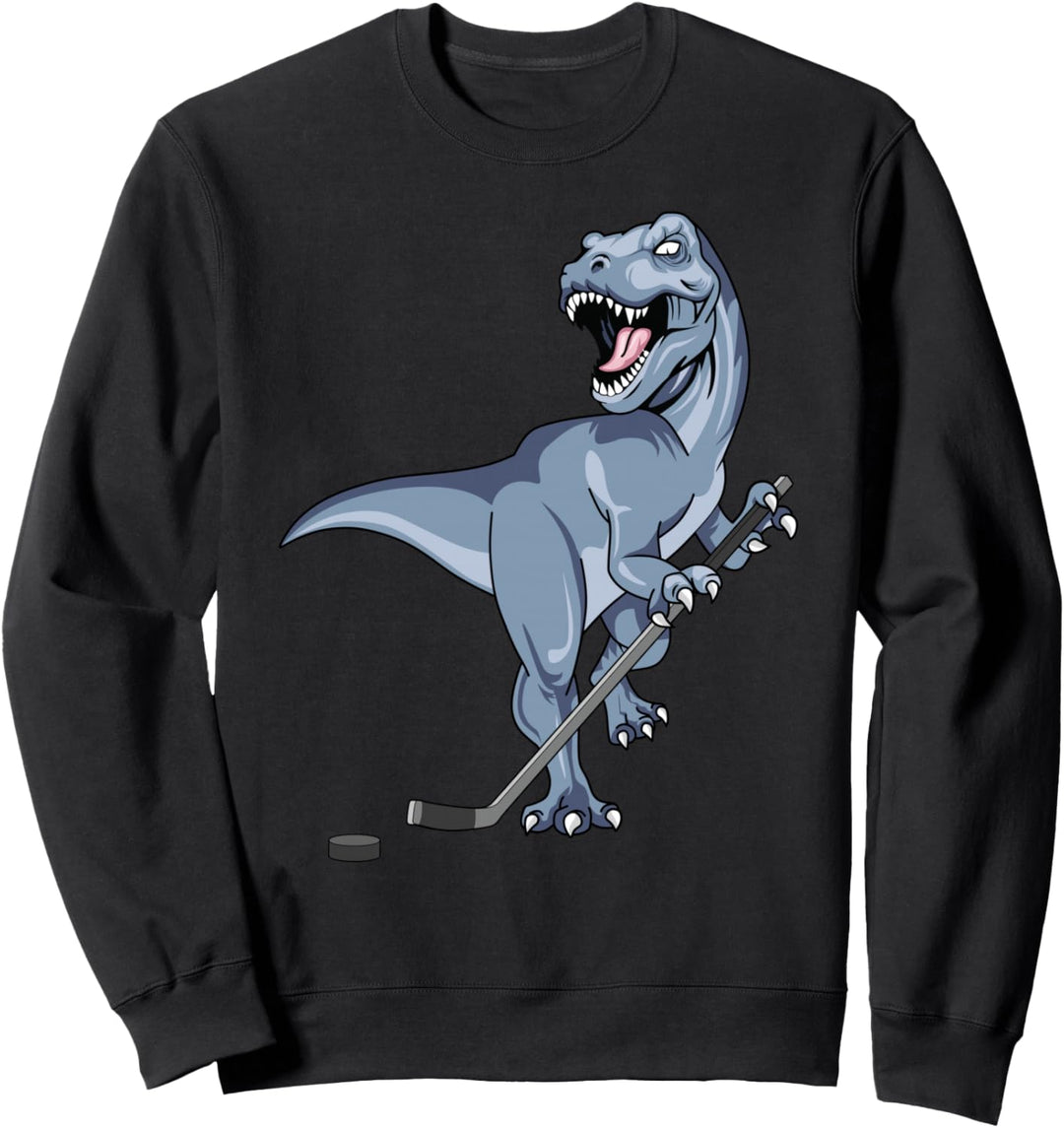 Dinosaurier Hockeyschläger Puck TreX Eisspieler Kinder Sweatshirt