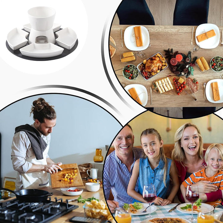 Kinder-Schokofondue-Set Hitzebeständige Keramik, abnehmbar | Butterwärmer-Fondue-Set Abnehmbar, Nach