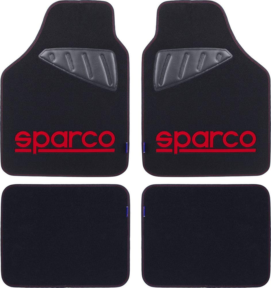 Sparco Universal FuÃŸmatten Set Auto Teppich Schwarz/Rot Polyester