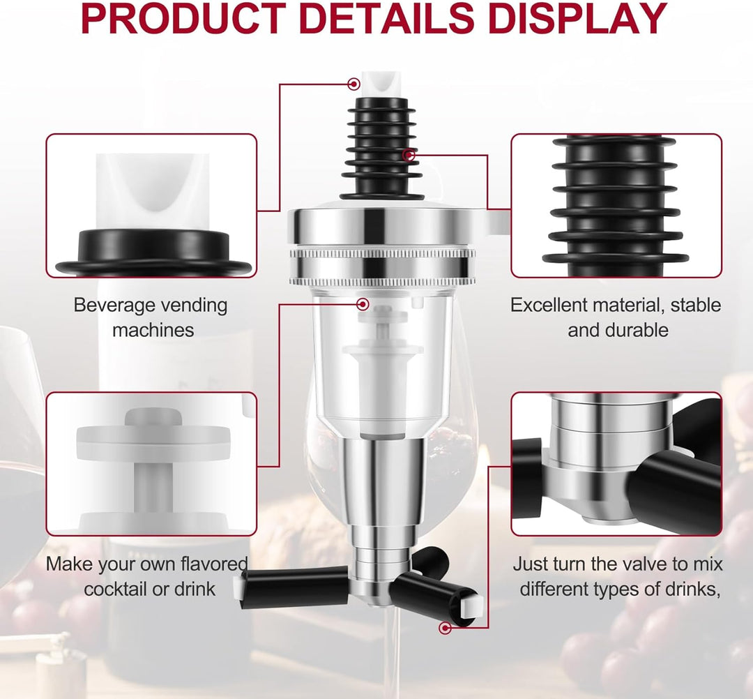 2 StüCke 45Ml/ 1.5Oz Bar Butler Wand DüSe Shot Dispenser für Drehbaren Liquor Flaschen Halter