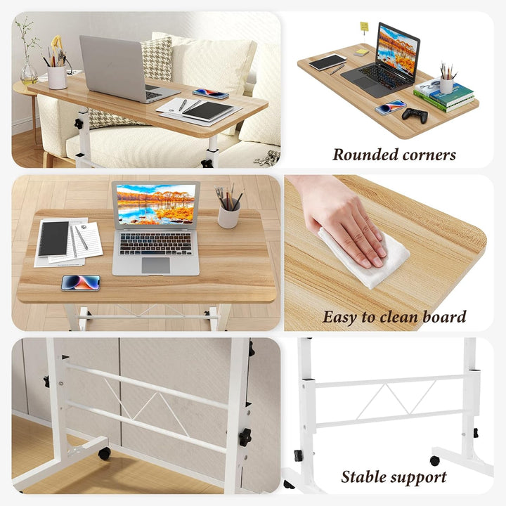 80x40cm Laptoptisch mit Rollen, Laptoptisch Höhenverstellbarer 69-110 cm, Computertisch Mobiler Steh