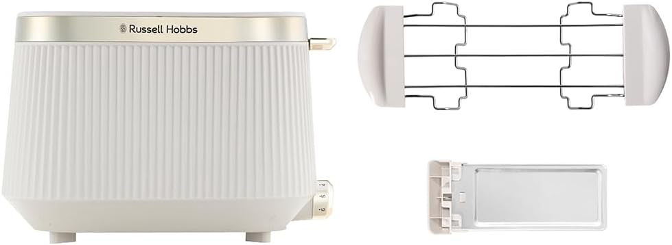 Russell Hobbs Toaster [für 2 Scheiben] Brontë Stone (6 Bräunungsstufen, Mattes Finish, Goldakzente,
