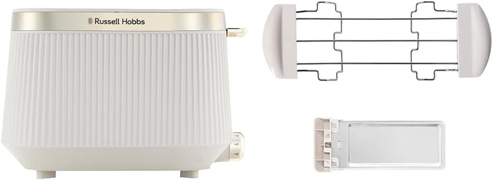 Russell Hobbs Toaster [für 2 Scheiben] Brontë Stone (6 Bräunungsstufen, Mattes Finish, Goldakzente,