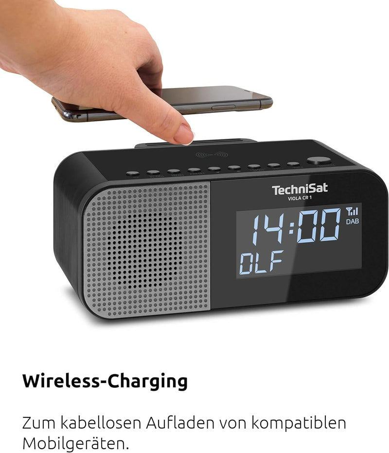 TechniSat VIOLA CR 1 – DAB+ Radiowecker mit Wireless Charging (UKW, Zwei Wecktimer, Snooze, Sleeptim