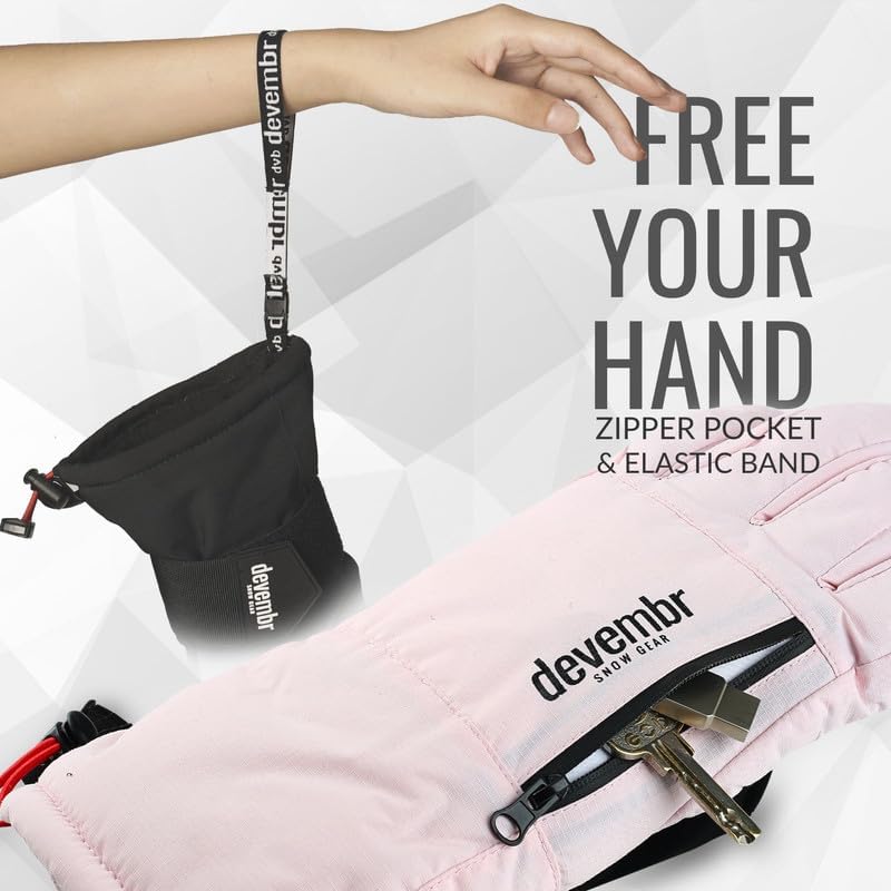 devembr Skihandschuhe mit Handgelenkschützern, Warme Snowboardhandschuhe für Herren und Damen