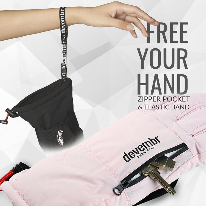 devembr Skihandschuhe mit Handgelenkschützern, Warme Snowboardhandschuhe für Herren und Damen