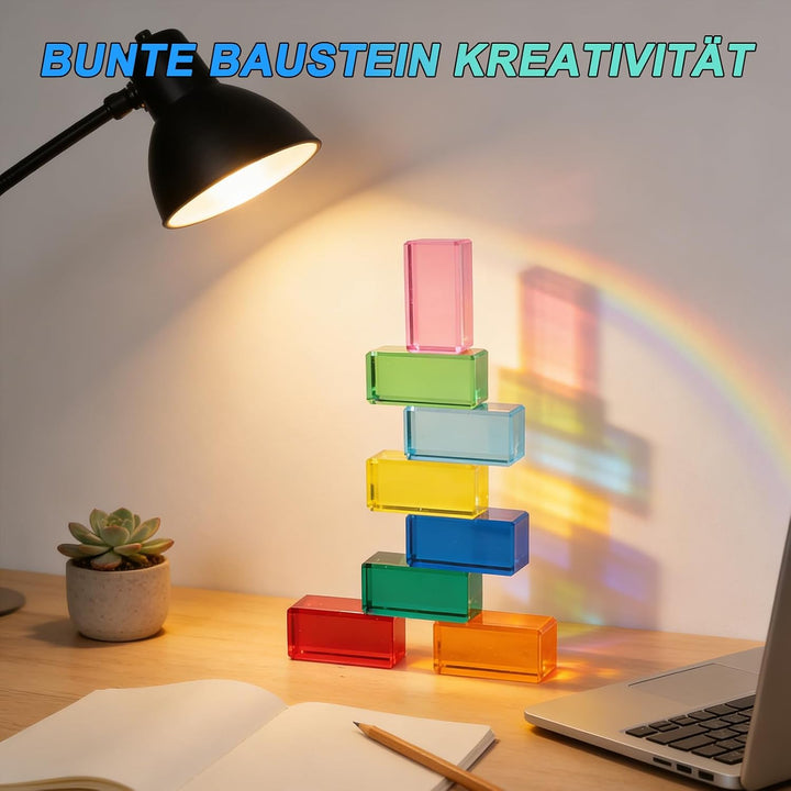 20pcs Acryl Bausteine Kinder - Sensorik Bausteine Jelly Blocks, Lichtbausteine, Montessori Regenboge