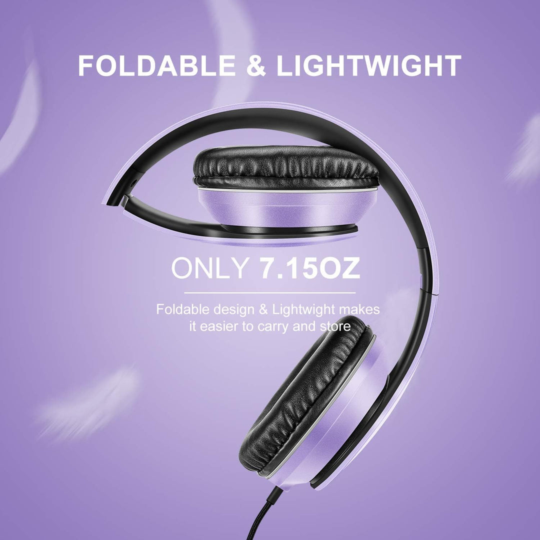 LORELEI X6 Over-Ear Headphones with Microphone, Lightweight Foldable & Portable Stereo Bass Headphon