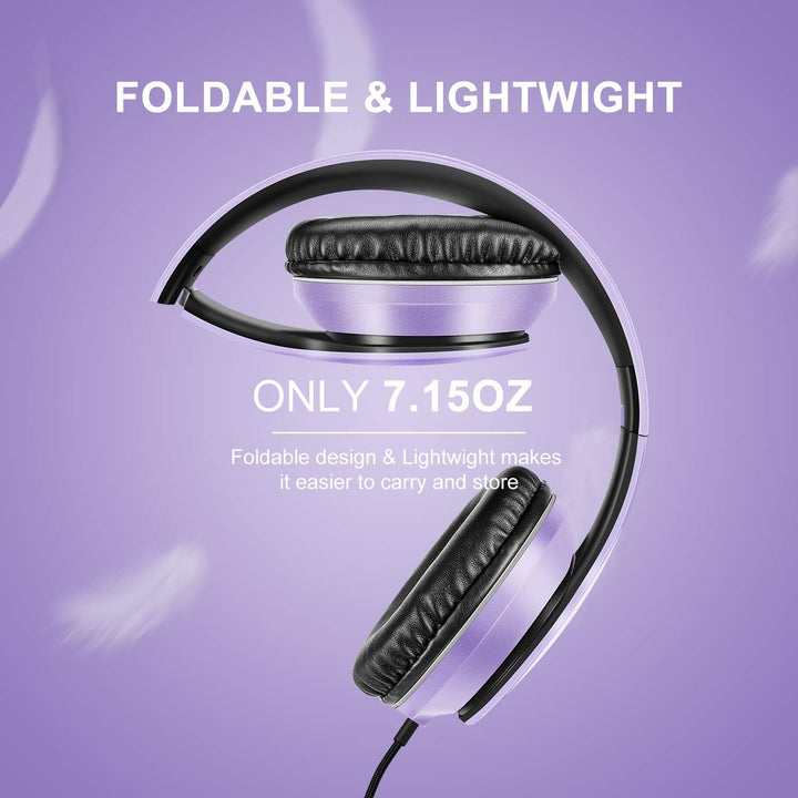LORELEI X6 Over-Ear Headphones with Microphone, Lightweight Foldable & Portable Stereo Bass Headphon