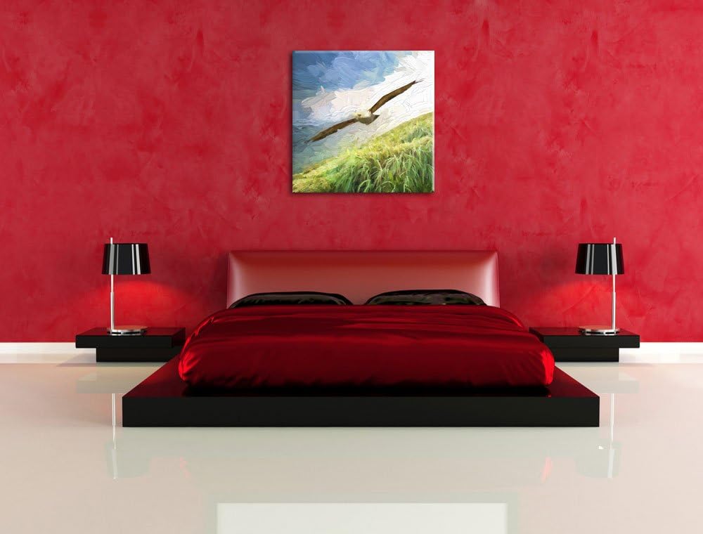 Pixxprint Majestätischer Weisskopfseeadler Pinsel Effekt, Format: 70x70 auf Leinwand, 70x70