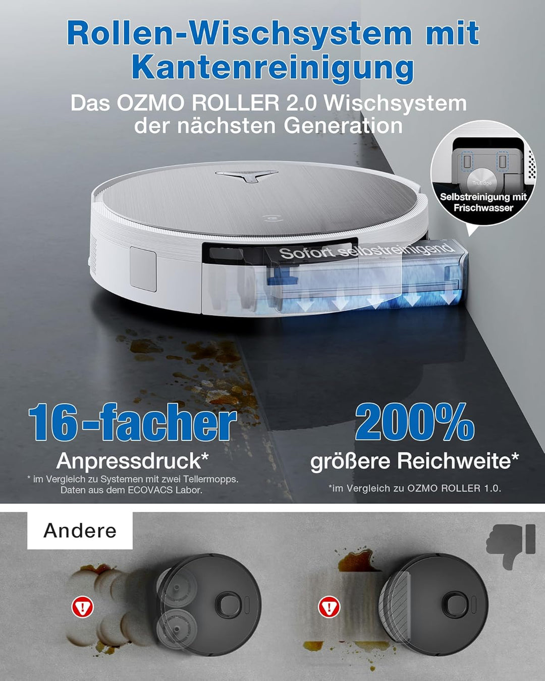ECOVACS DEEBOT X11 PRO Omni Saugroboter mit Wischfunktion, ultraschneller PowerBoost, 19.500 Pa Blas
