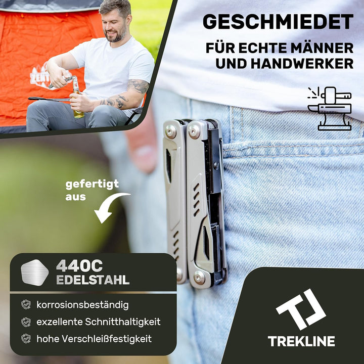 TREKLINE Premium Multitool Werkzeug [rostfreier Edelstahl] Survival Multifunktionsmesser perfektes C